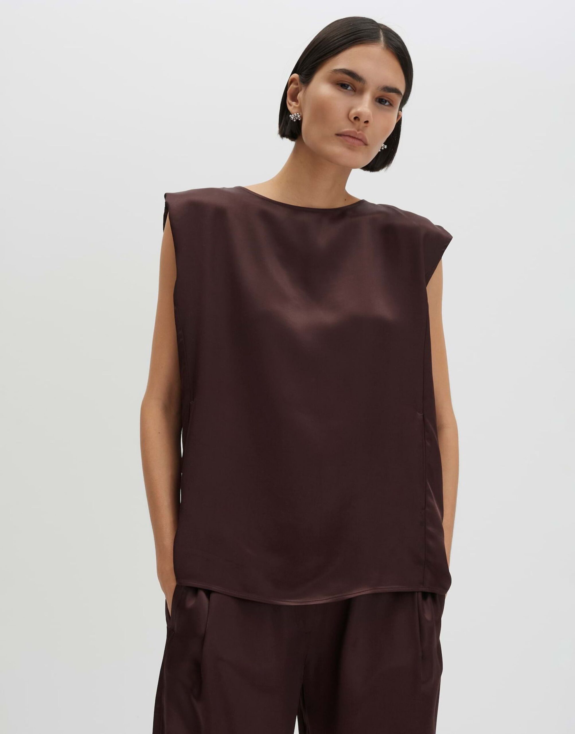 someday. Ärmellose Satinbluse mit Rundhalsausschnitt – Bild 2