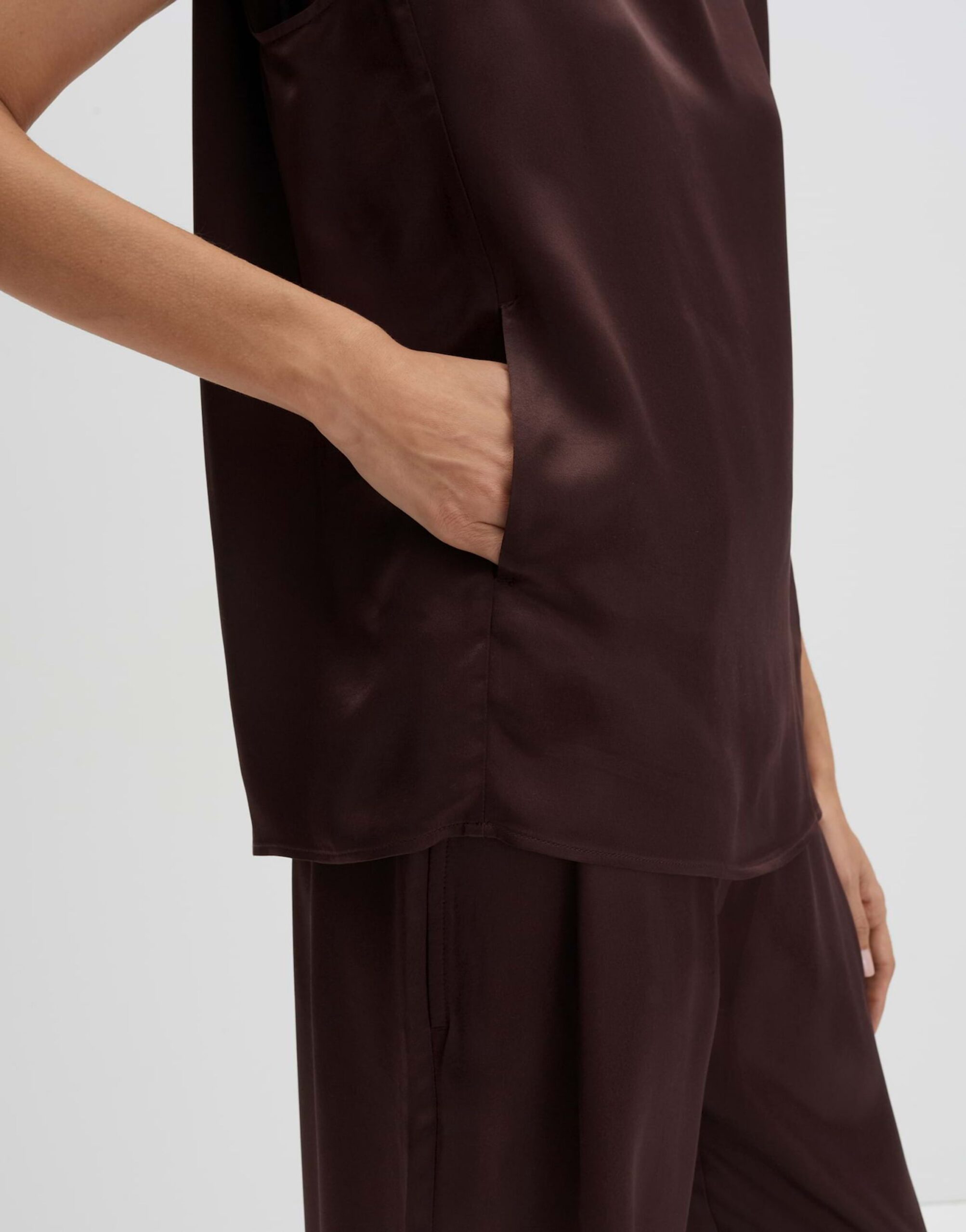 someday. Ärmellose Satinbluse mit Rundhalsausschnitt – Bild 5