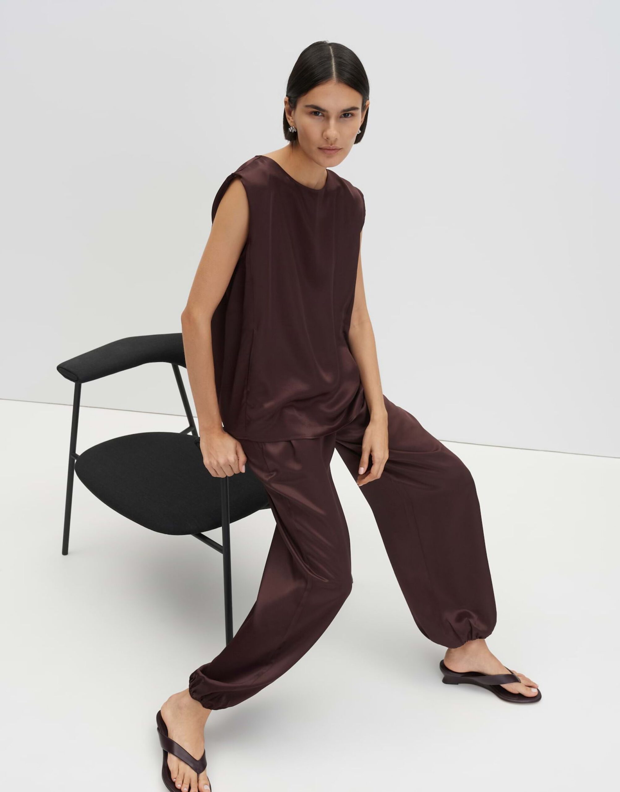 someday. Ärmellose Satinbluse mit Rundhalsausschnitt – Bild 7