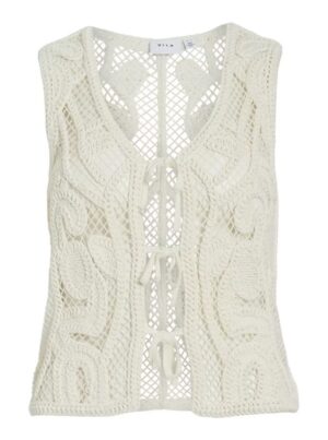 VILA V-Neck S/L Tie Crochet Top