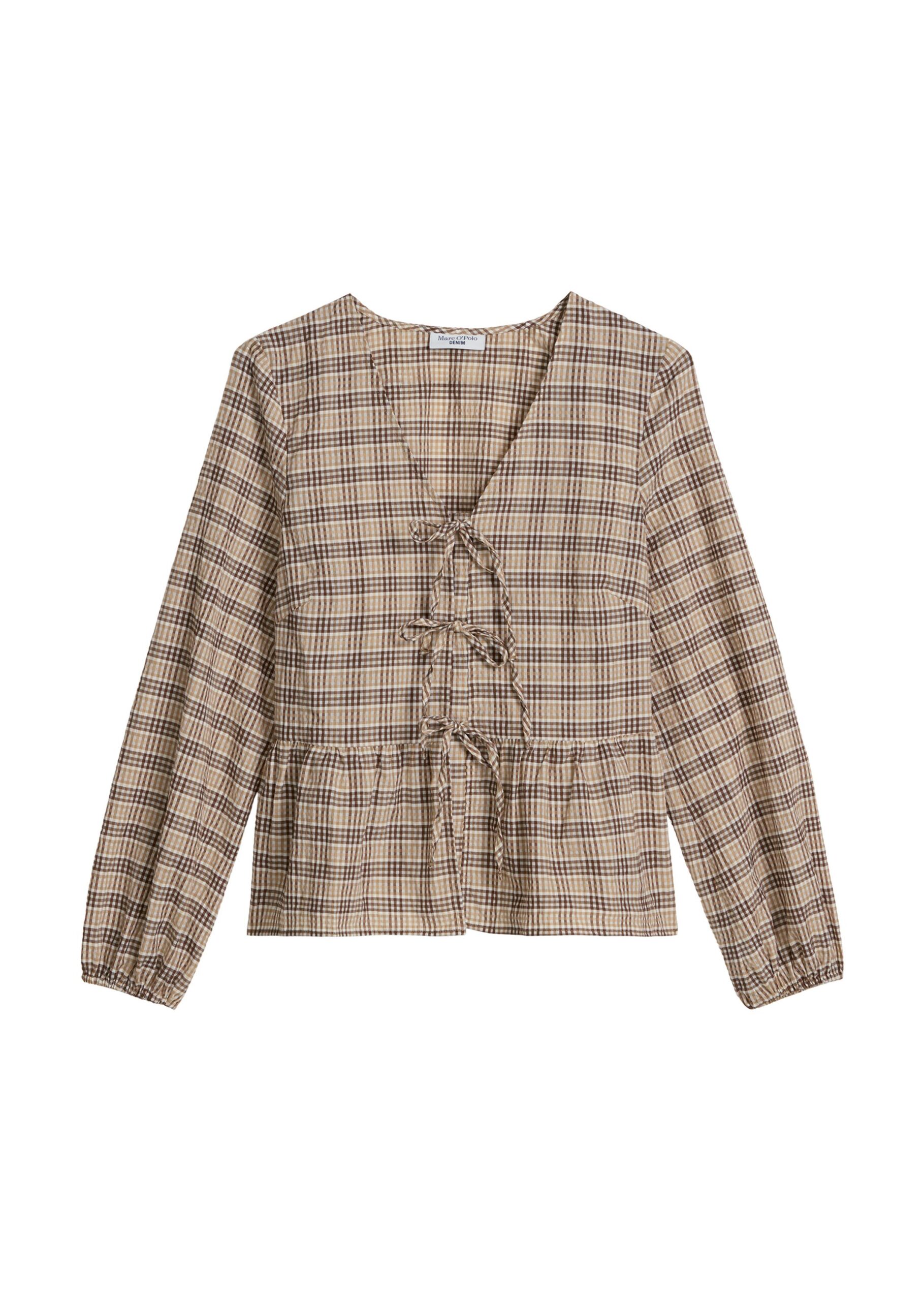 Marc O'Polo Denim Bluse mit langen Ärmeln und Peplum-Saum
