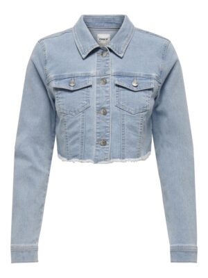 ONLY Verkürzte Jeansjacke mit Fly-Away Kragen