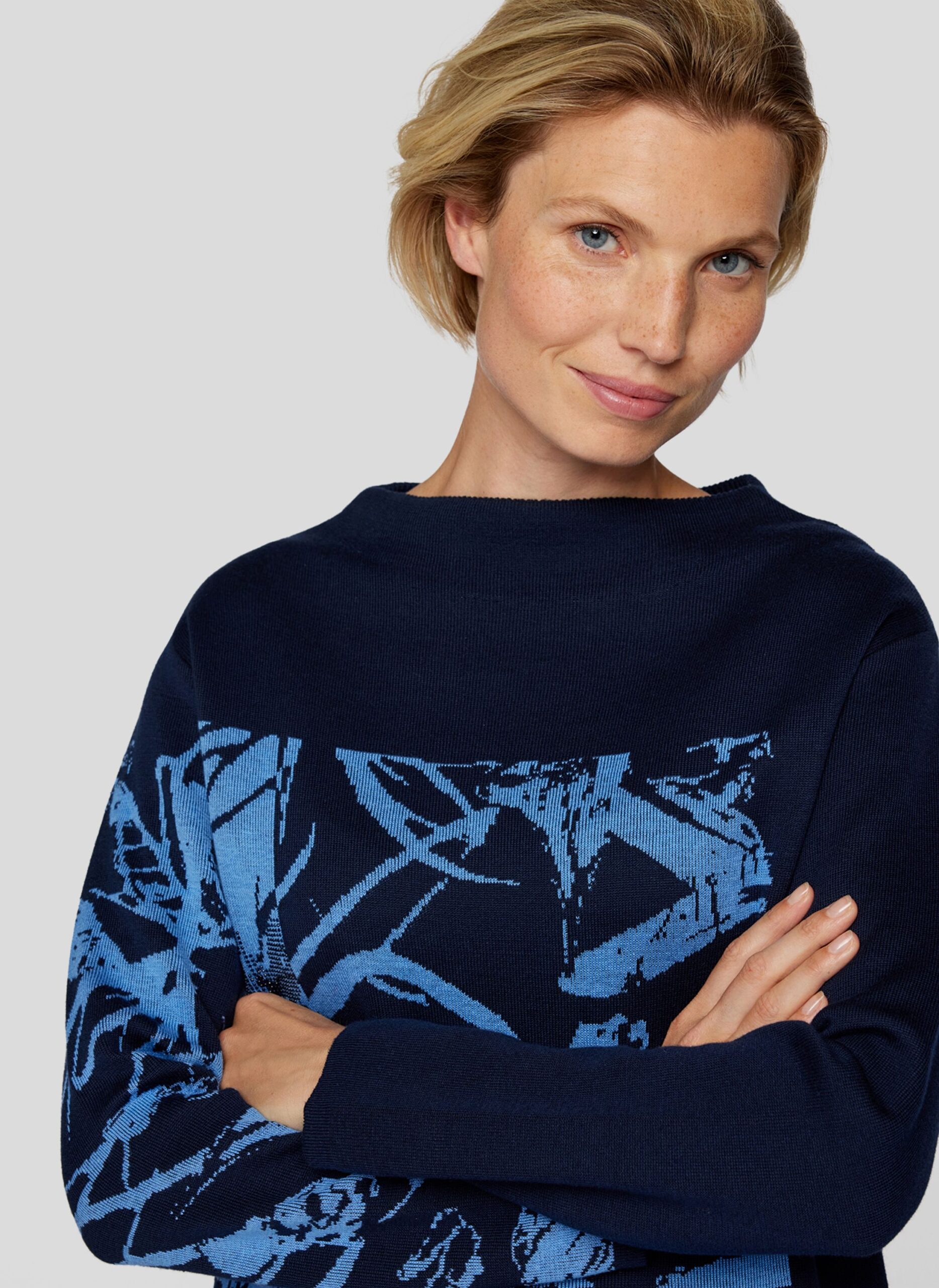 Rabe Floraler Strickpullover mit Stehkragen – Bild 2