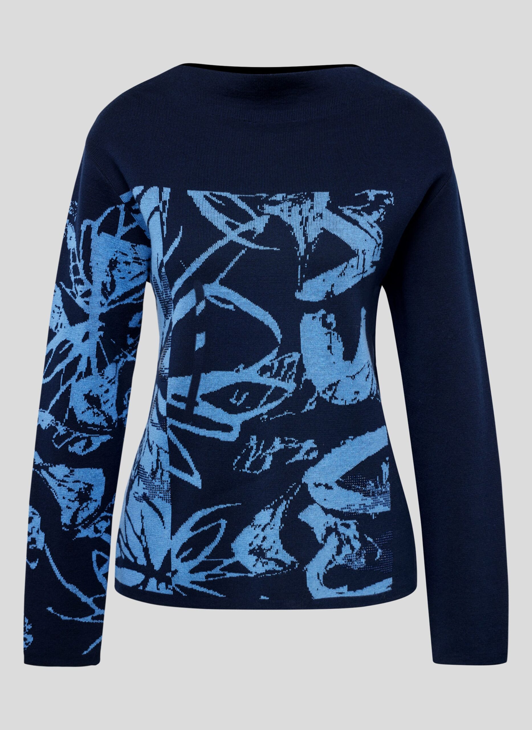 Rabe Floraler Strickpullover mit Stehkragen – Bild 8