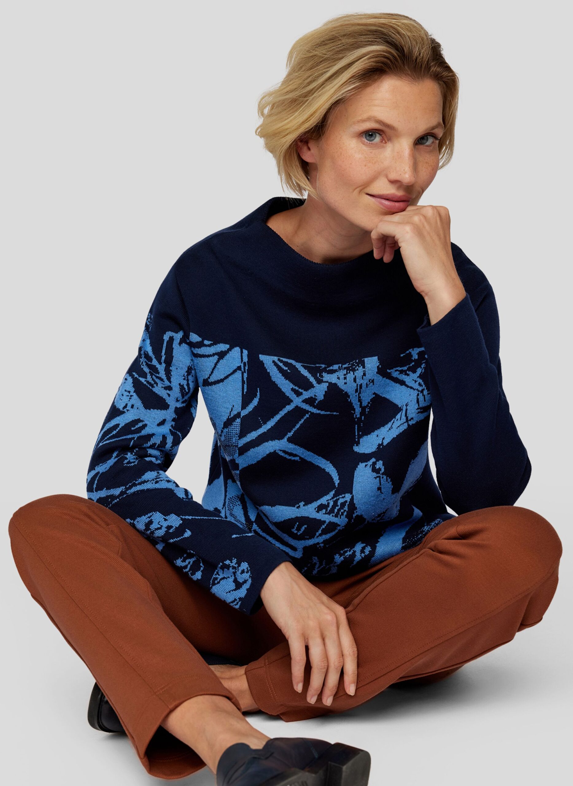 Rabe Floraler Strickpullover mit Stehkragen – Bild 9