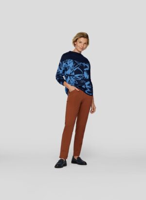Rabe Floraler Strickpullover mit Stehkragen