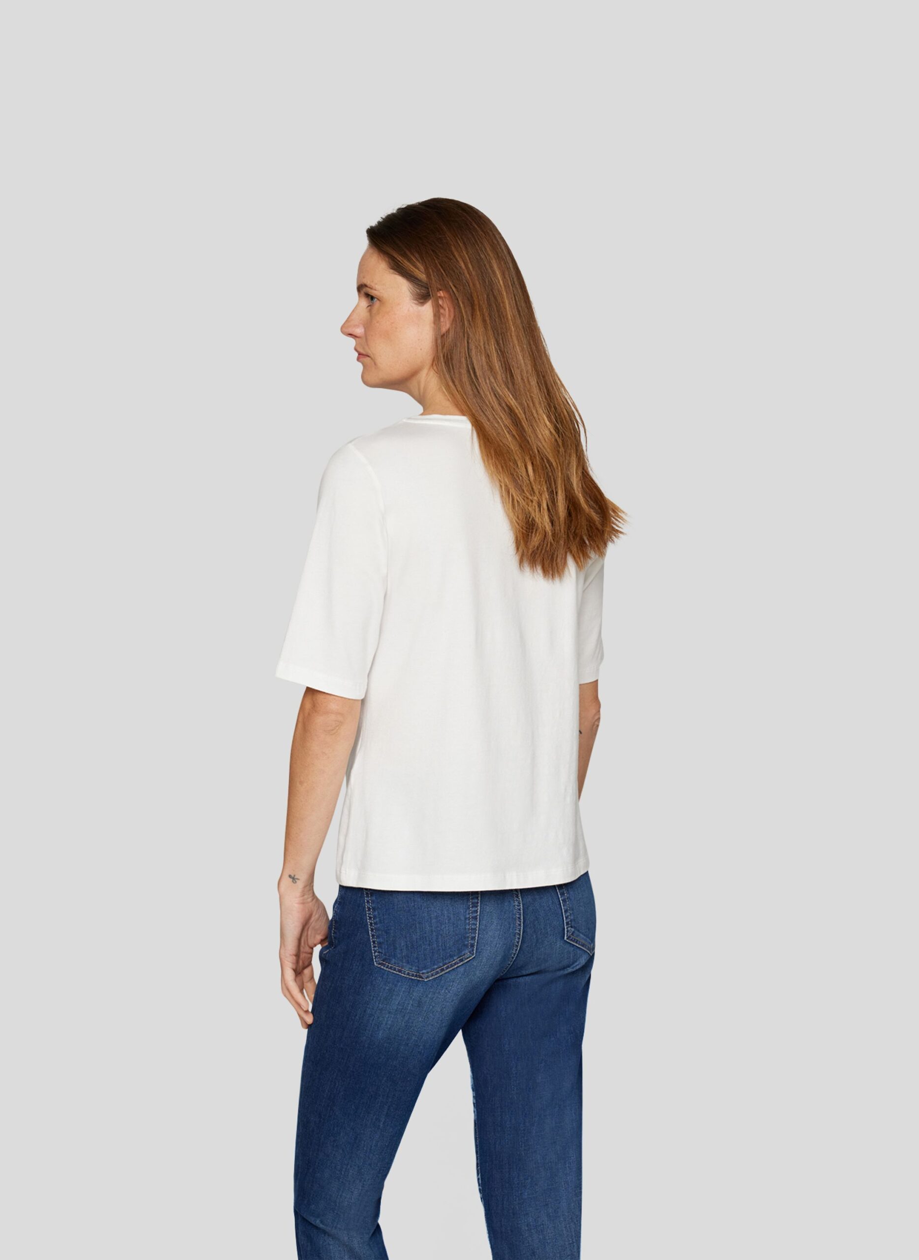 Rabe T-Shirt mit Denim-Print und Strassakzenten – Bild 5