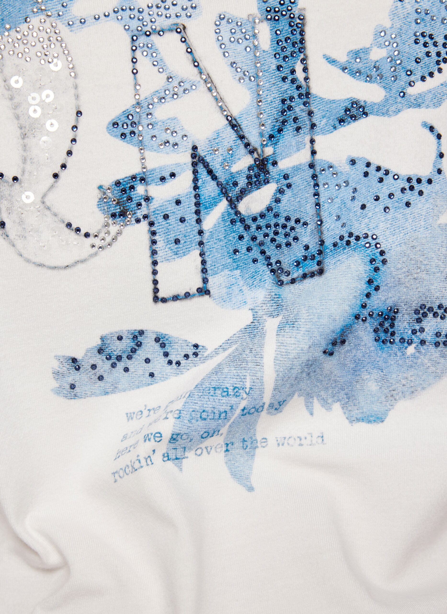 Rabe T-Shirt mit Denim-Print und Strassakzenten – Bild 6