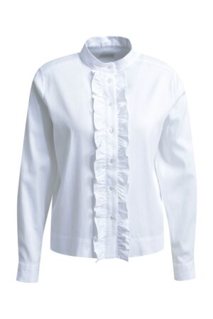 milano italy Bluse mit Rüschenleiste und Stehkragen