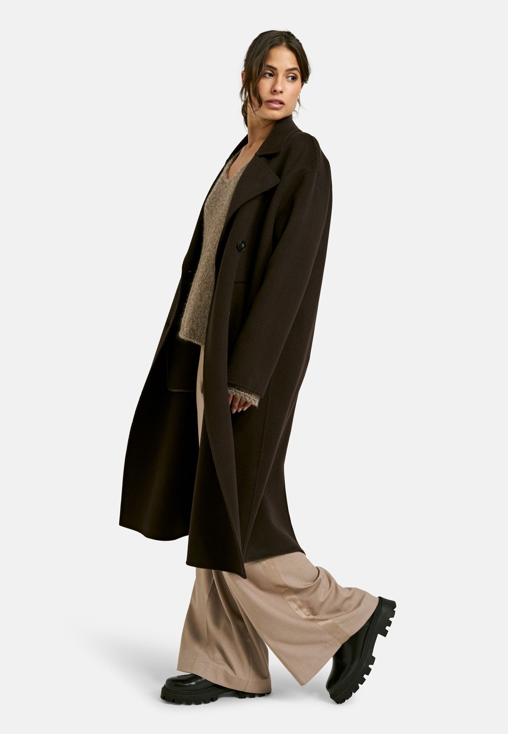 milano italy Wollmantel mit Doppelreiher und Reverskragen – Bild 4