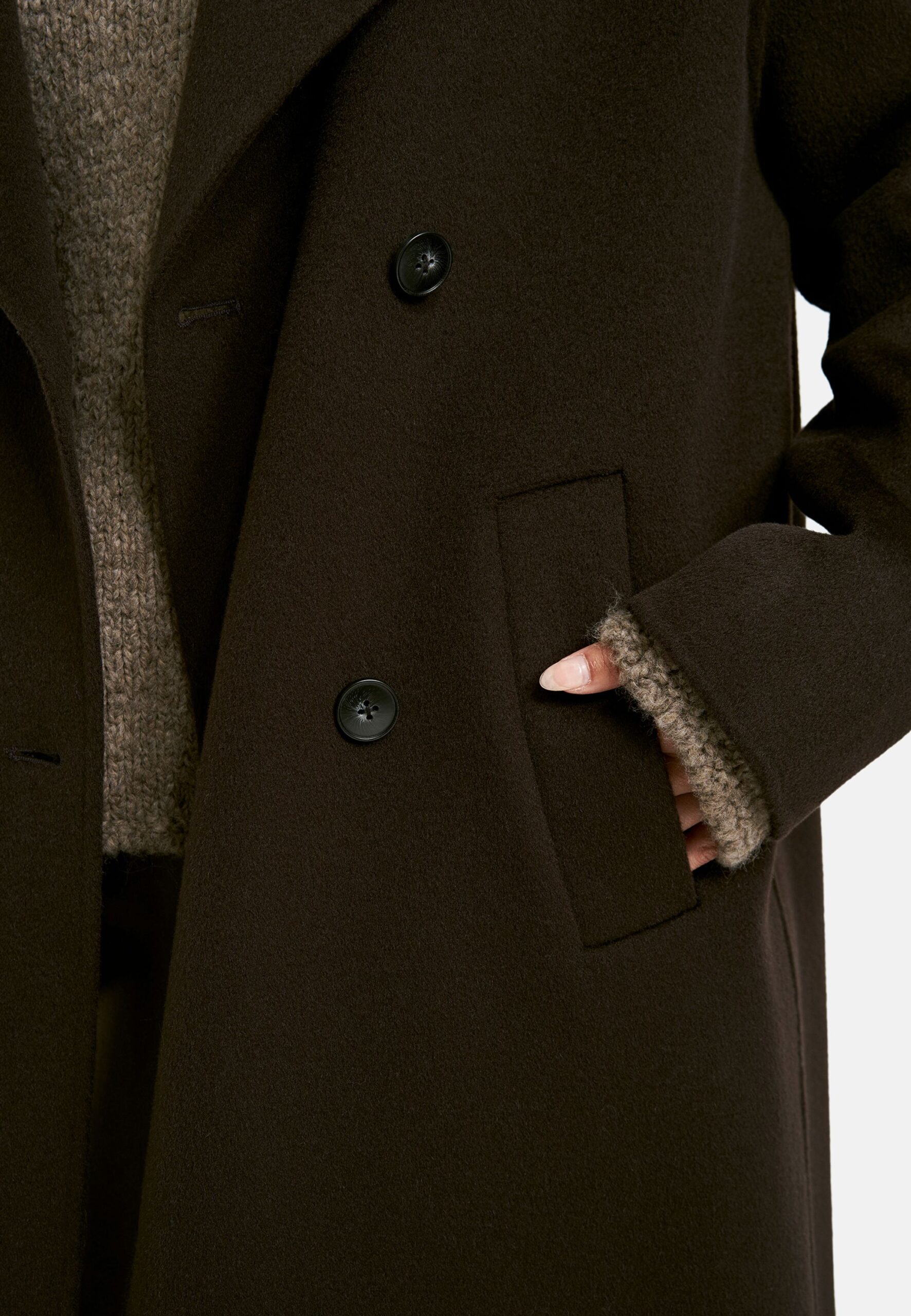 milano italy Wollmantel mit Doppelreiher und Reverskragen – Bild 5