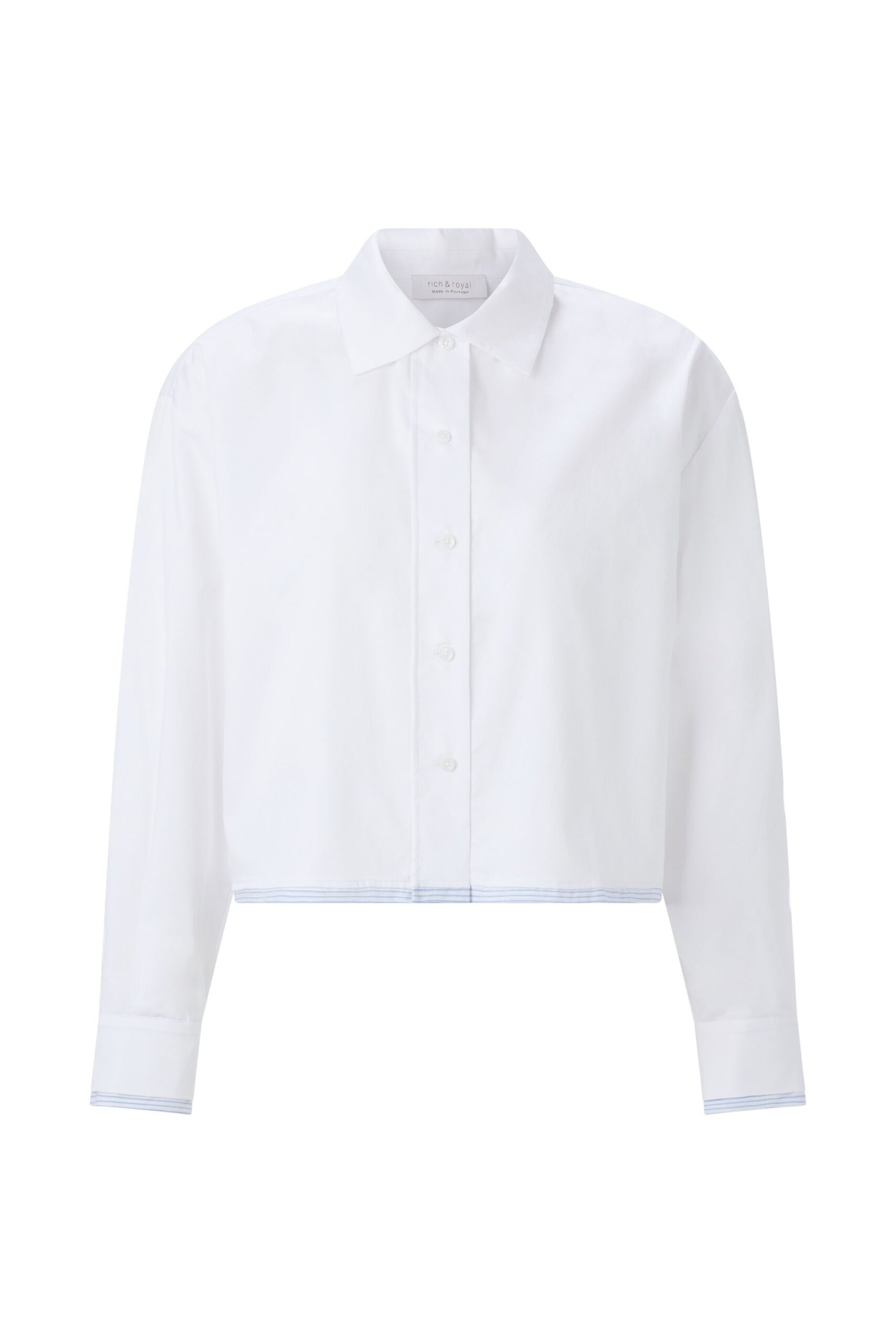 Rich & Royal Cropped Cotton Blouse with Contrast Fabric