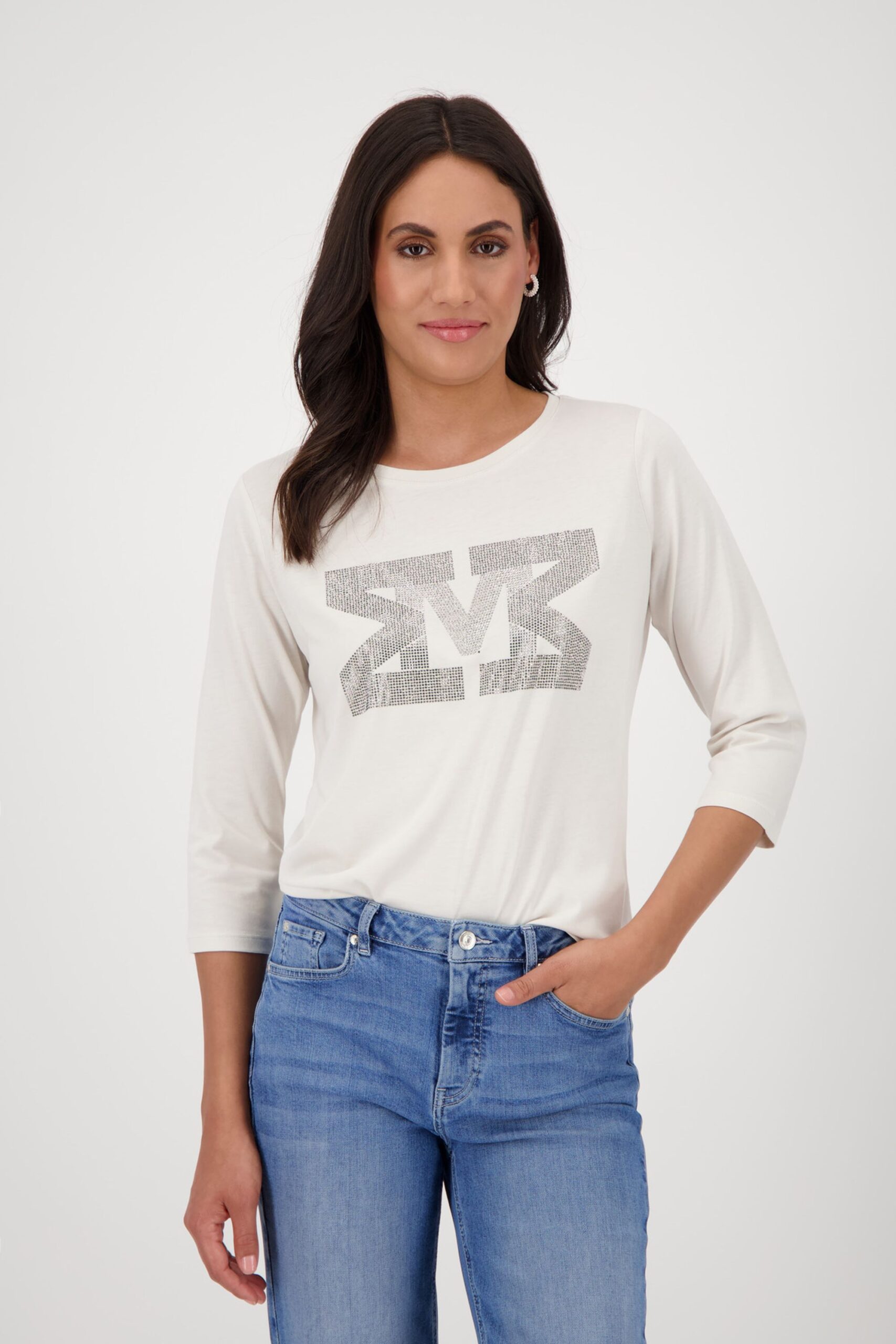 monari Shirt mit Strasssteinen und ¾-Ärmeln