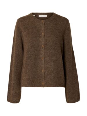 Selected Femme Strickjacke mit Rundhals und Knopfleiste