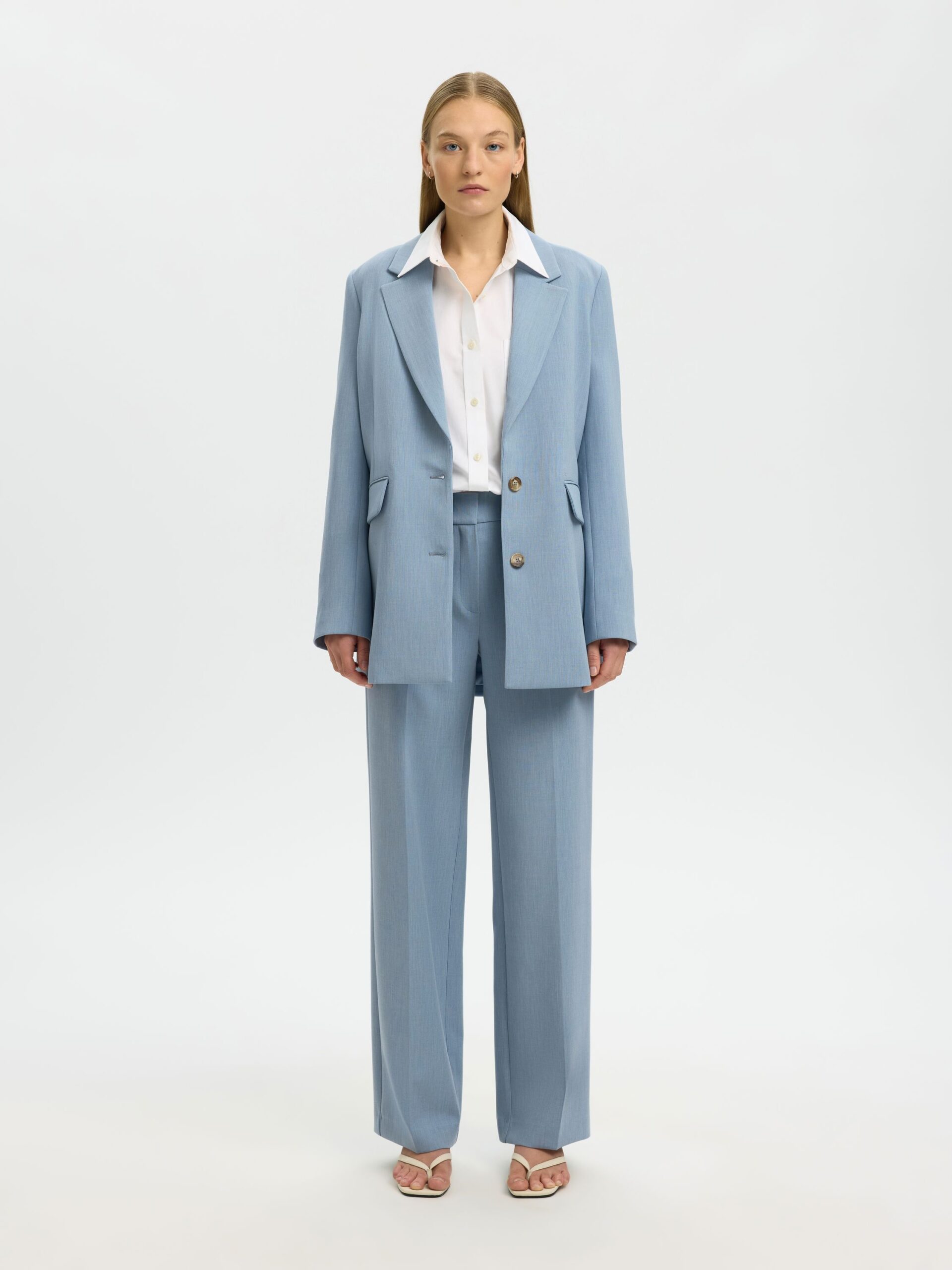 Selected Femme Weite Hose SLFRITA MW WIDE PANT MEL NOOS – Bild 6