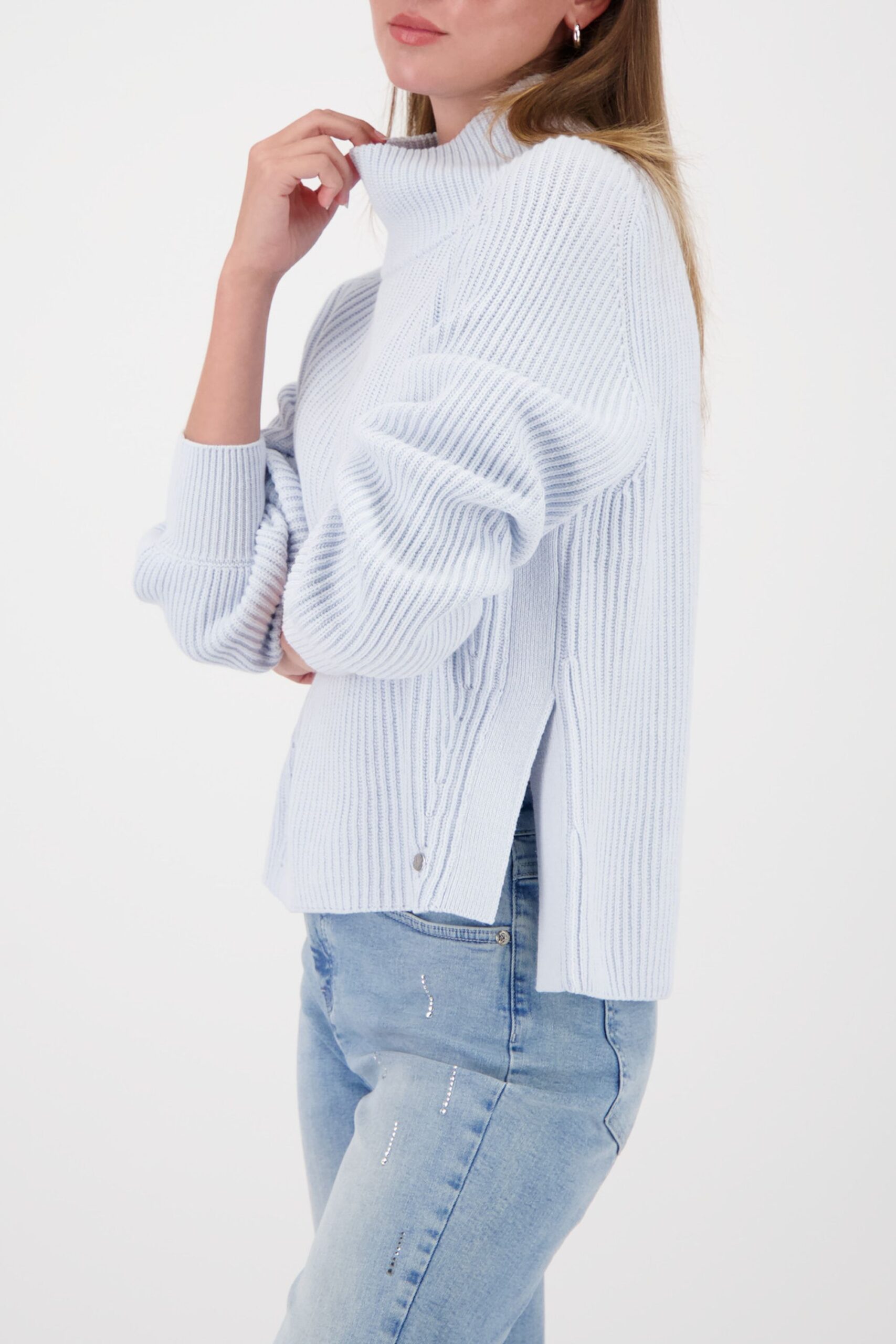 monari Langarm-Strickpullover mit Seitenschlitzen – Bild 6