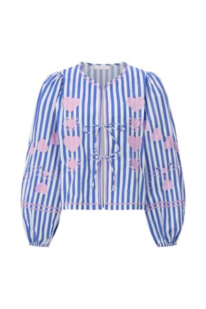 Rich & Royal Striped Embroidery Blouse