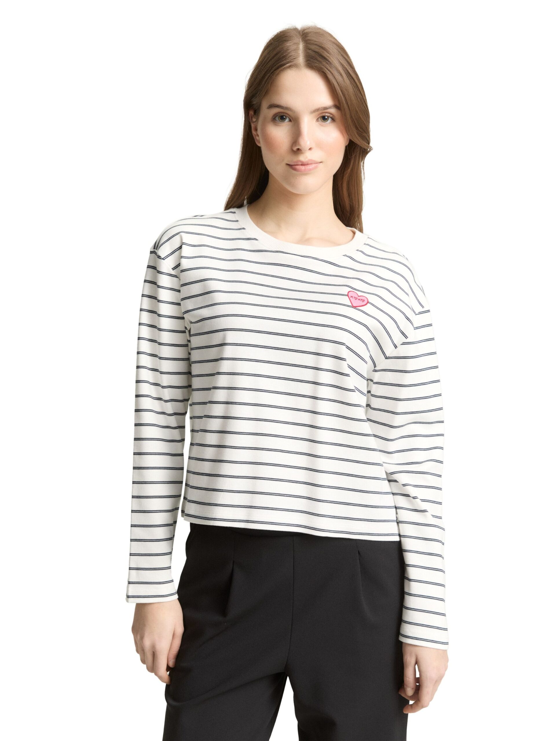 Tom Tailor Denim Langarmshirt mit Herz-Stickerei