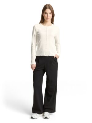 Tom Tailor Denim Pointelle Langarmshirt mit Deko-Knopfleiste