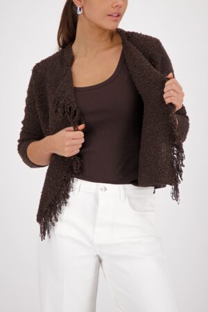 monari Stilvolle Strickjacke mit Webstruktur und Pailletten
