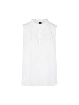 Marc Cain Collections Top mit Rüschen & Blumenstickerei