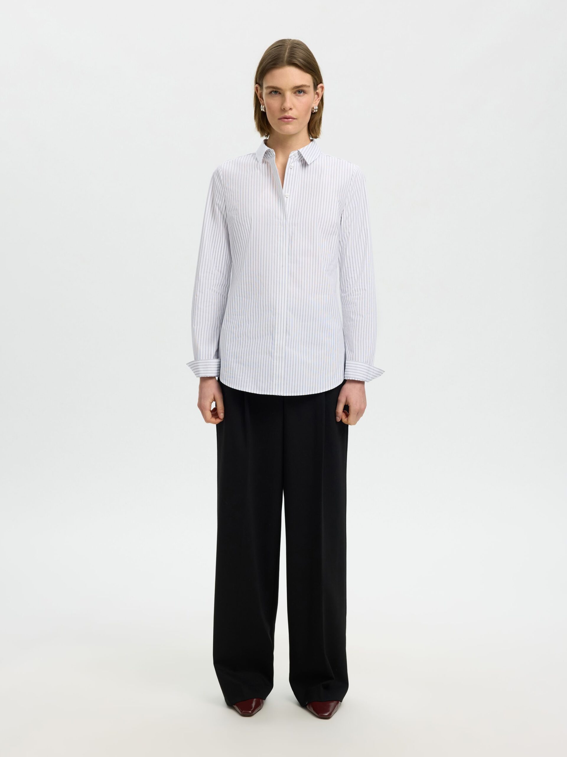 Selected Femme Strukturiertes Slim Fit Hemd mit Hemdkragen – Bild 3