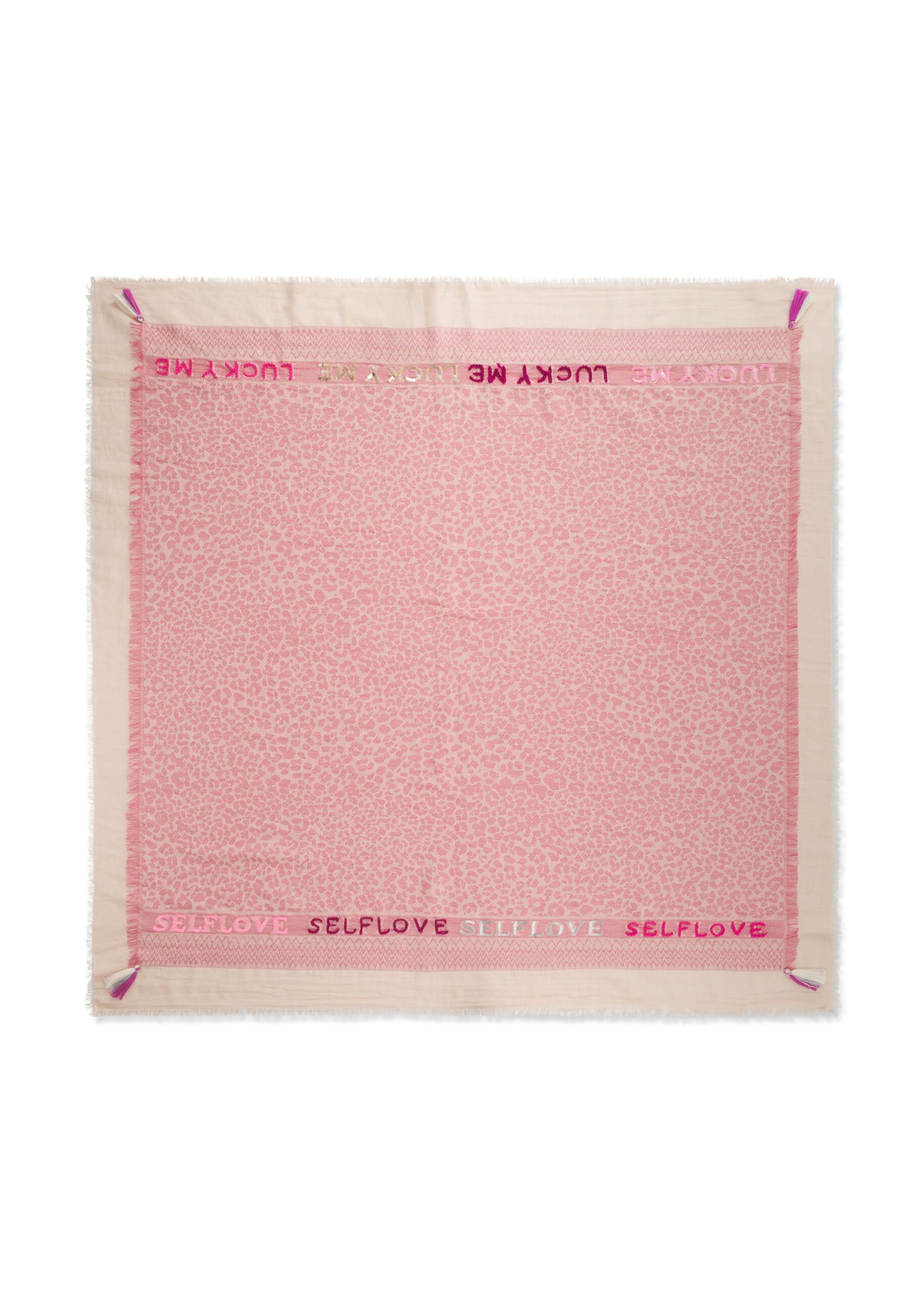 Codello Jacquard-Tuch mit Blumen-Leo-Muster und OMG-Schriftzügen – Bild 2