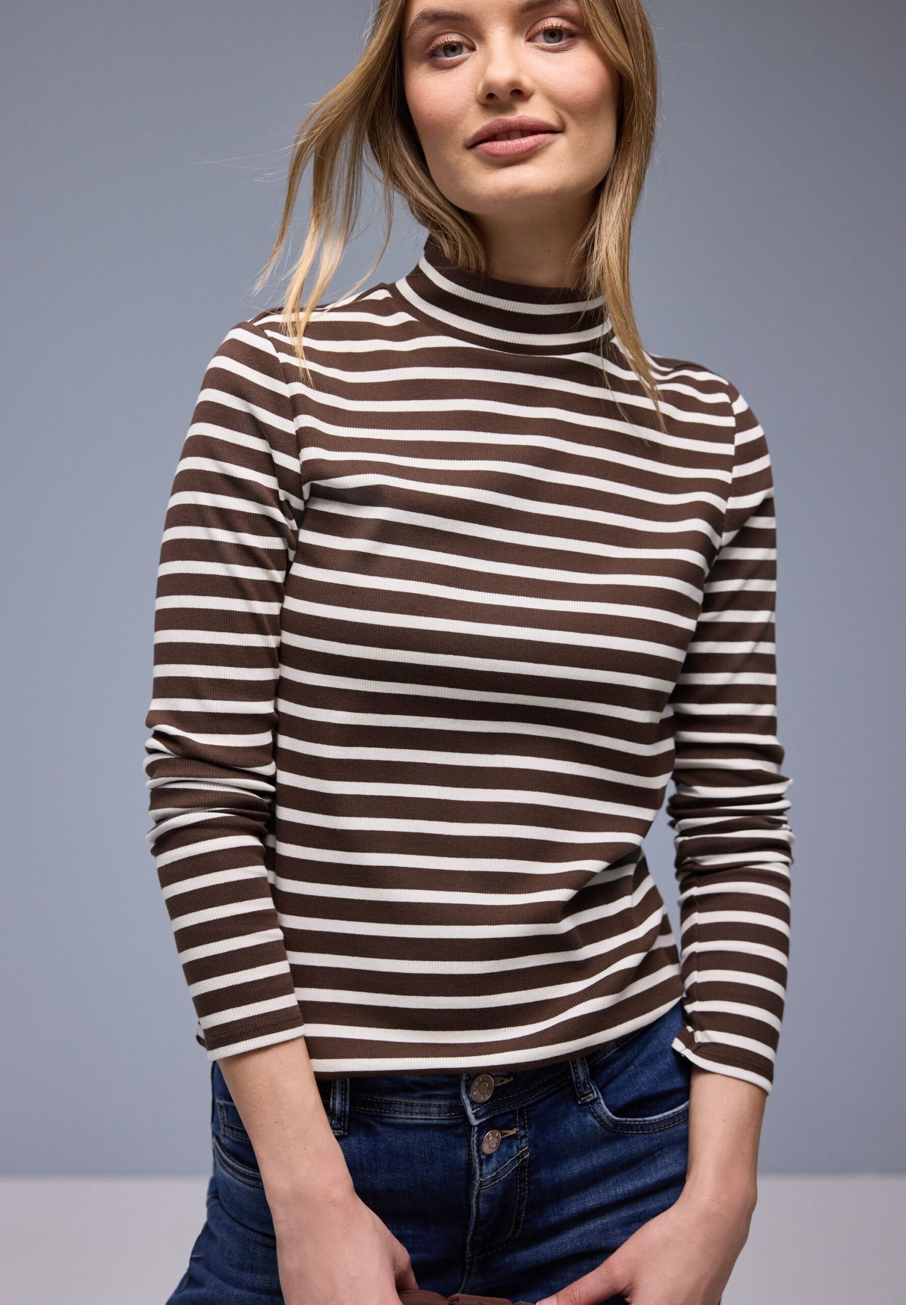 Street One Stripe Rib Turtle Neck Shirt – Bild 2