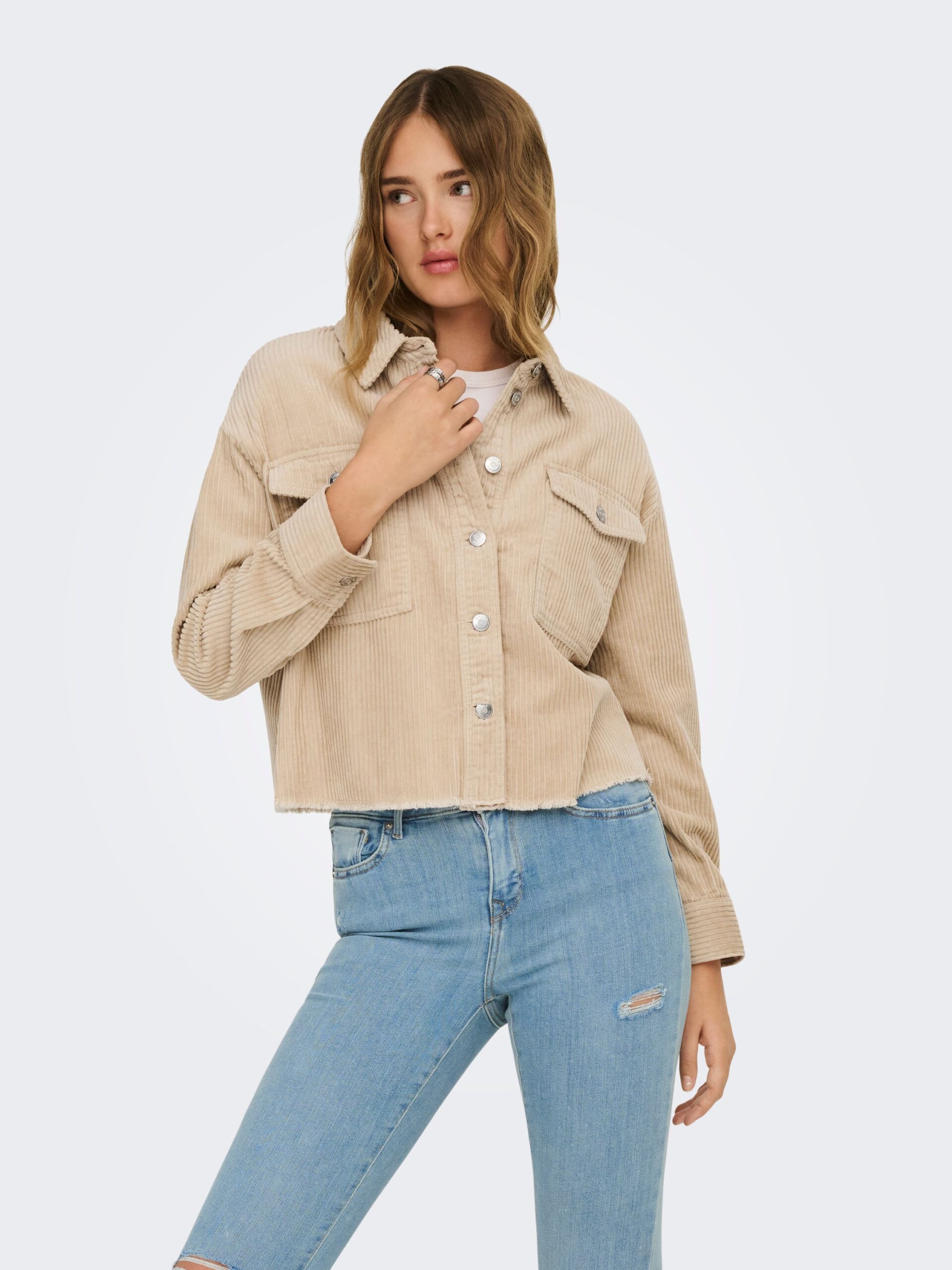 ONLY Cordjacke mit Stehkragen und Knopfleiste – Bild 2