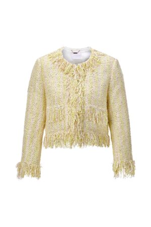 Rich & Royal Short Bouclé Jacket with Fringes