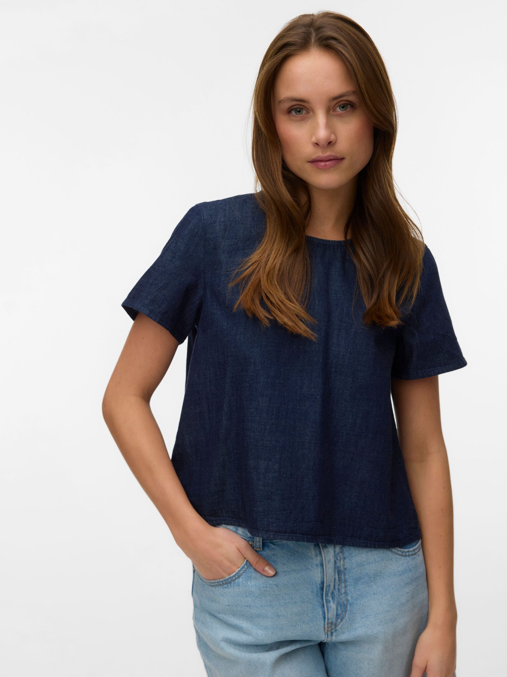 VERO MODA Bluse VMKIRSTIN SS DENIM TOP – Bild 4