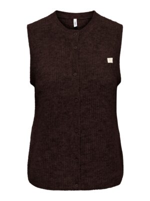 ONLY Strickweste mit Rundhals und Knopfleiste