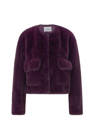 Rich & Royal Boxy Faux Fur Jacket Collarless