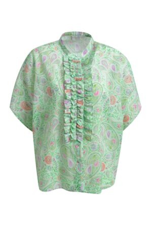 milano italy Oversized Bluse mit Stehkragen und Rüschen