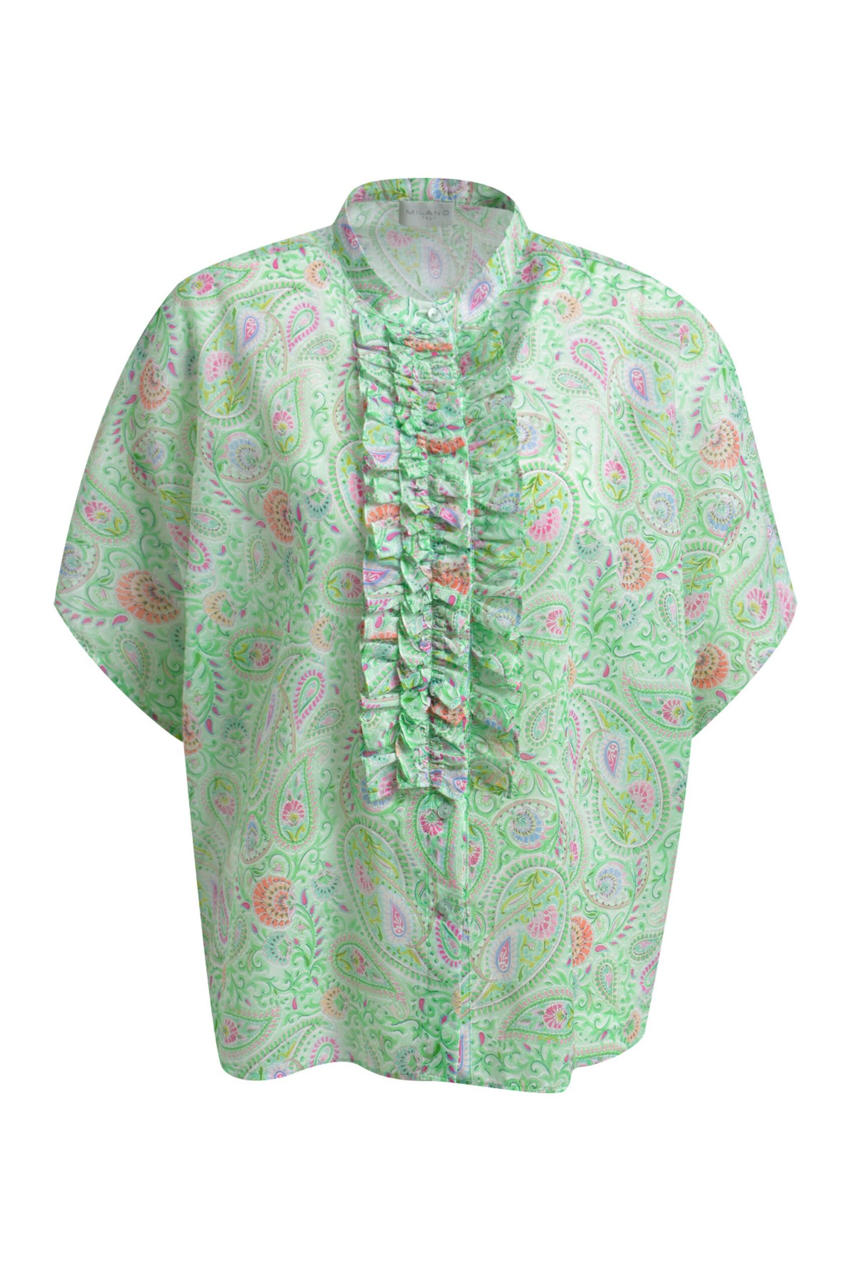 milano italy Oversized Bluse mit Stehkragen und Rüschen