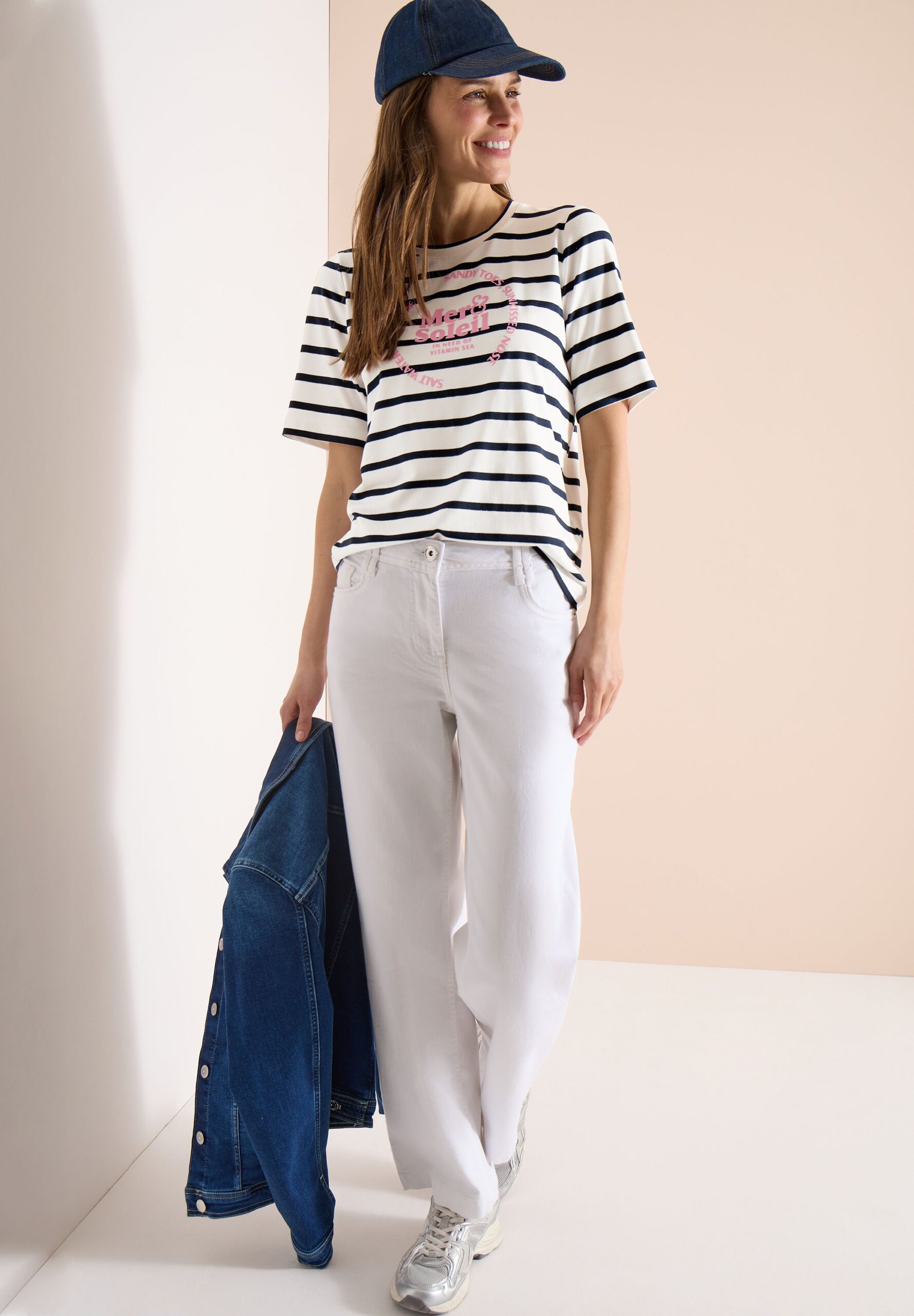 CECIL Kurzarm Shirt mit Rundhals und Streifen – Bild 3