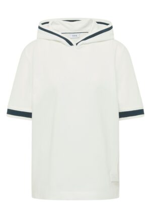 CECIL Kurzarm Shirt mit Kapuze und Rippdetails