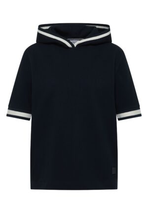 CECIL Kurzarm Shirt mit Kapuze und Rippdetails