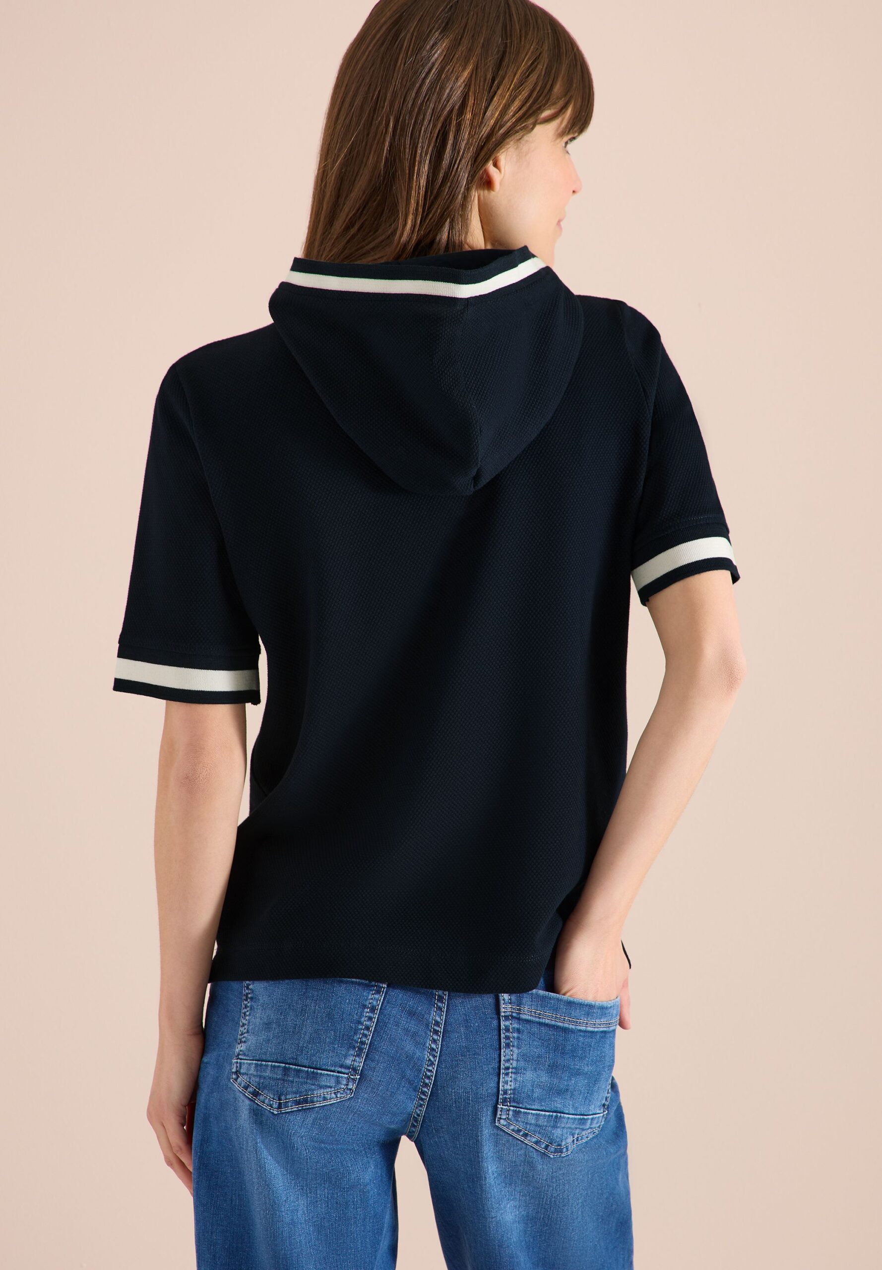 CECIL Kurzarm Shirt mit Kapuze und Rippdetails – Bild 7