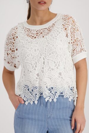 monari Pullover mit Spitzenmuster