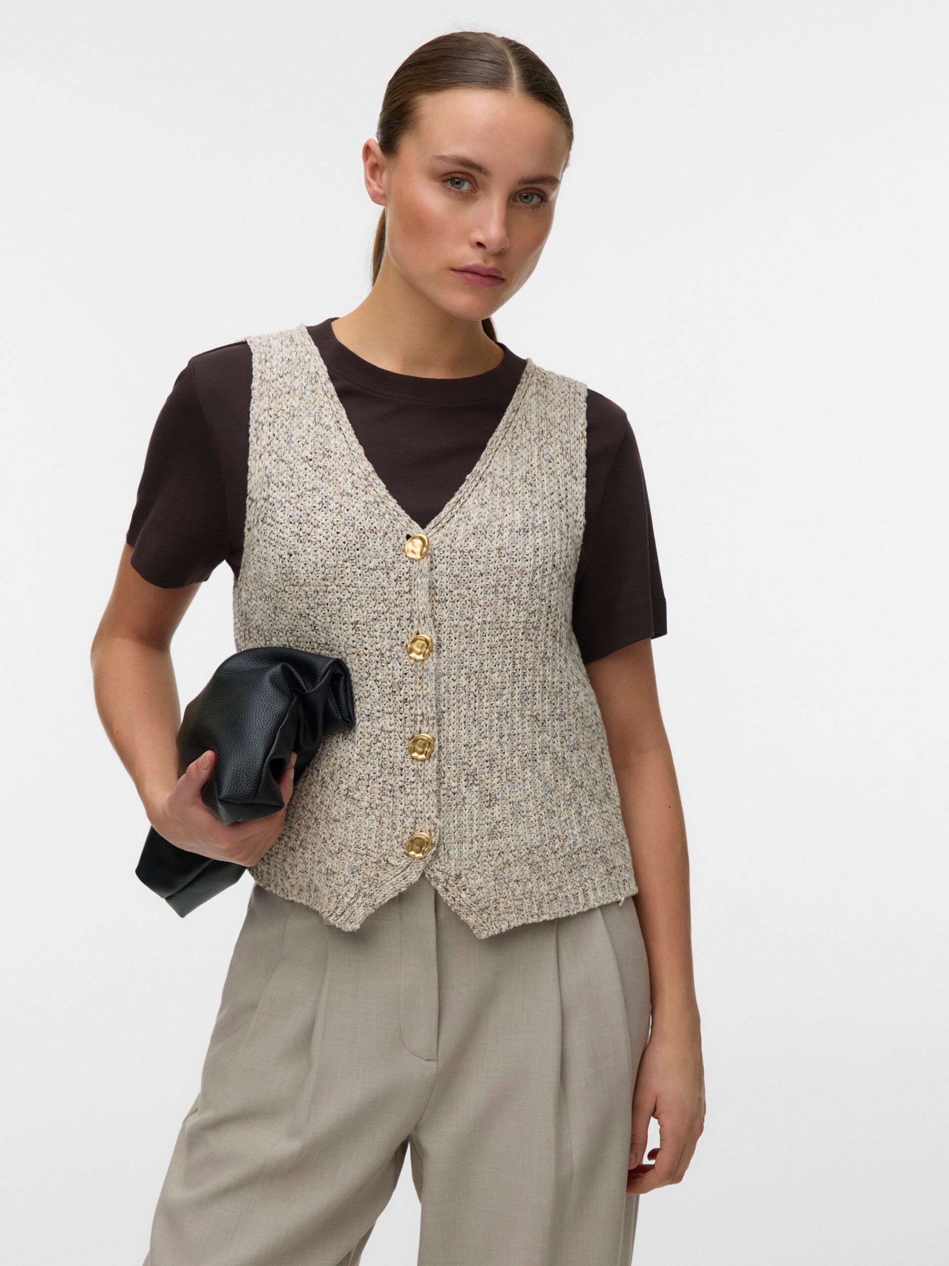VERO MODA Pullunder mit V-Ausschnitt und Knopfleiste – Bild 3