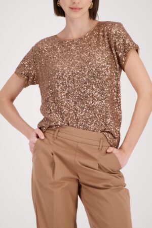 monari T-Shirt mit Pailletten und Mesh