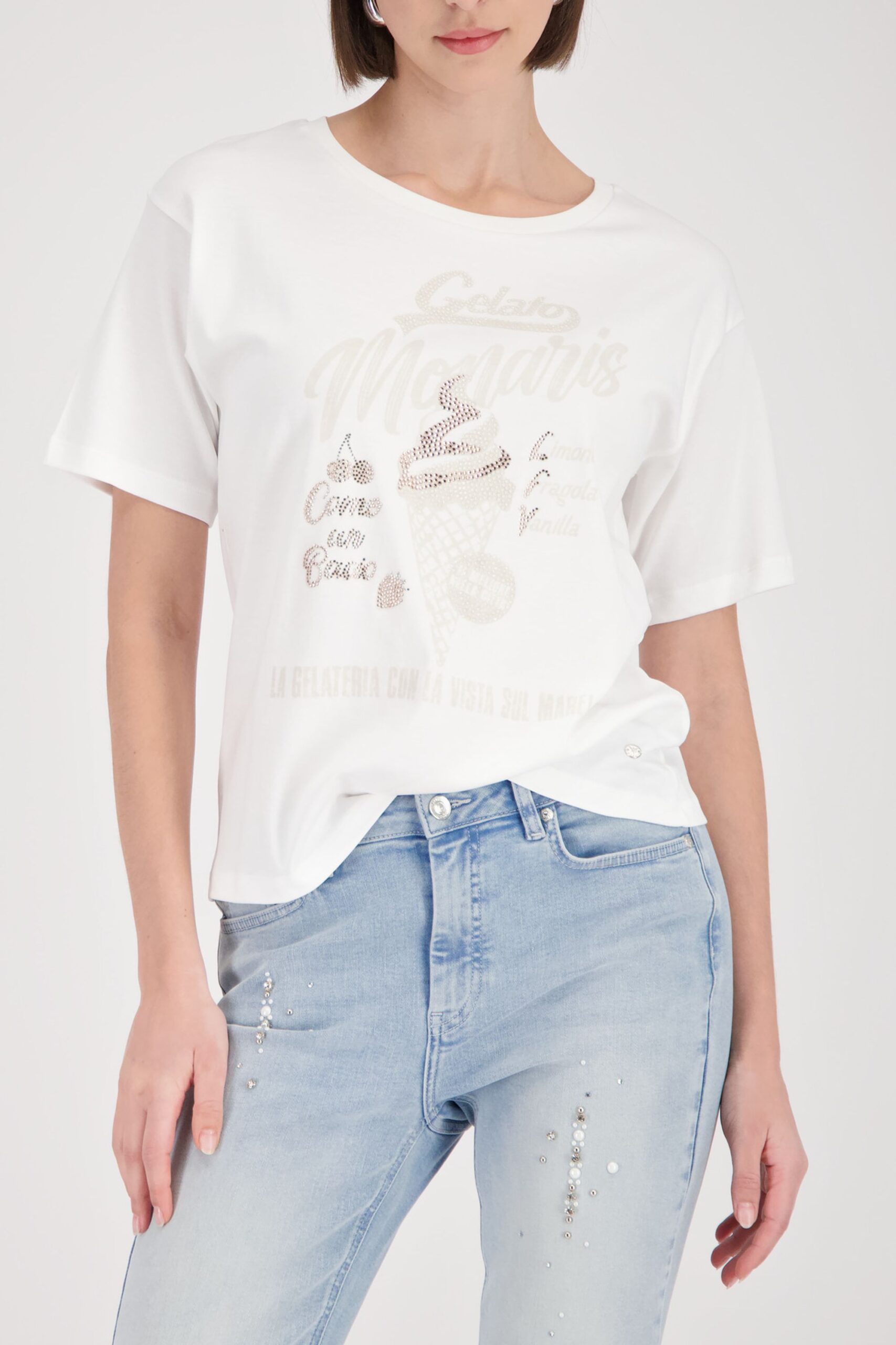 monari T-Shirt mit Gelato-Print und Strasssteinen