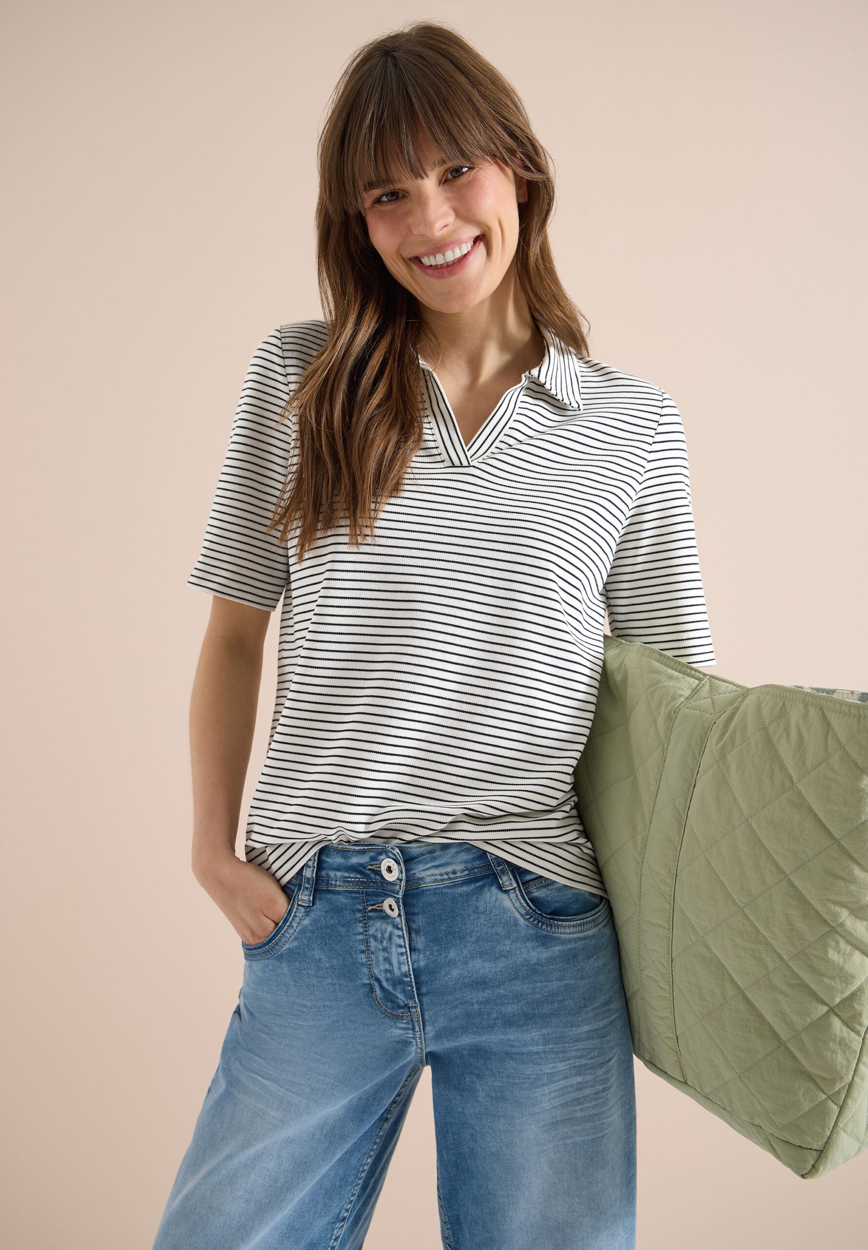 CECIL Gestreiftes Kurzarm Poloshirt – Bild 2