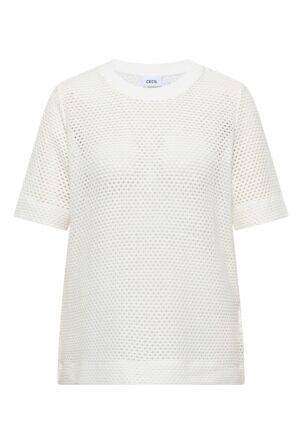 CECIL T-Shirt mit Rundhals in Ajour-Optik