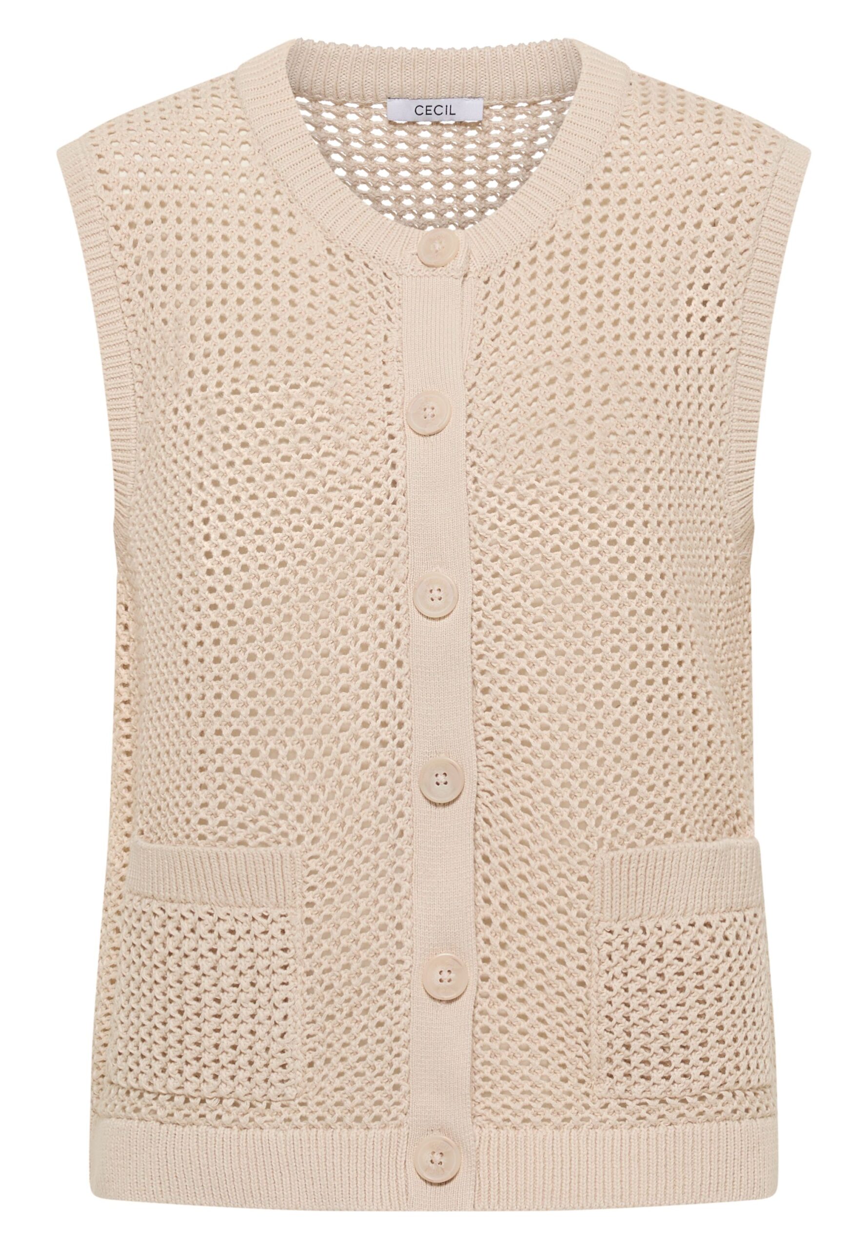 CECIL Weste mit Rundhals im Crochet-Look