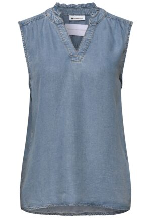 Street One Blusentop mit Rüschen im Denim-Look