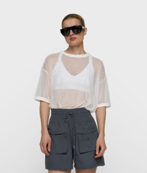 10 DAYS Mesh T-Shirt mit Rundhalsausschnitt und Raw-Edge-Saum