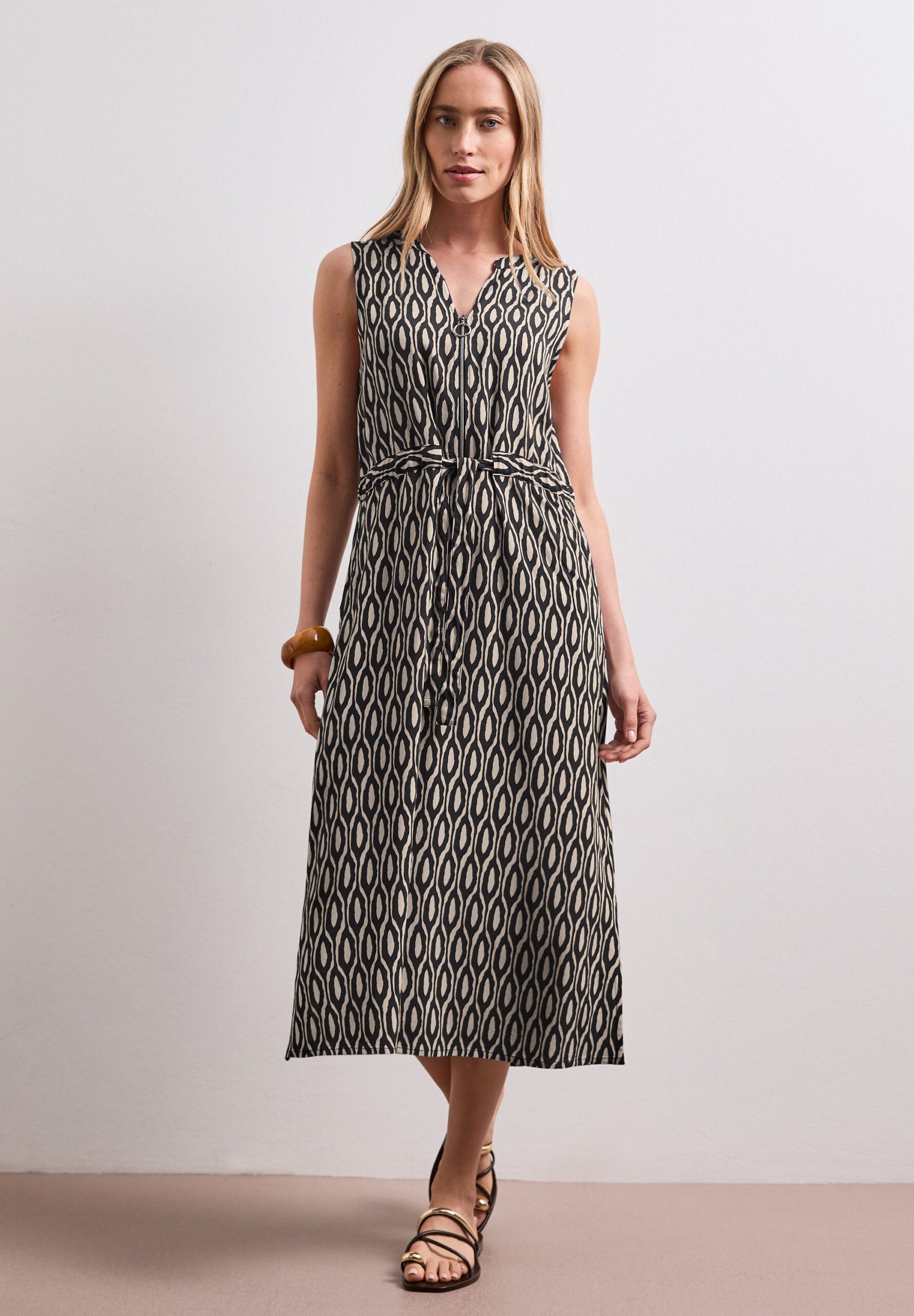 Street One Midi-Kleid mit grafischem Muster und Zipperdetail – Bild 2