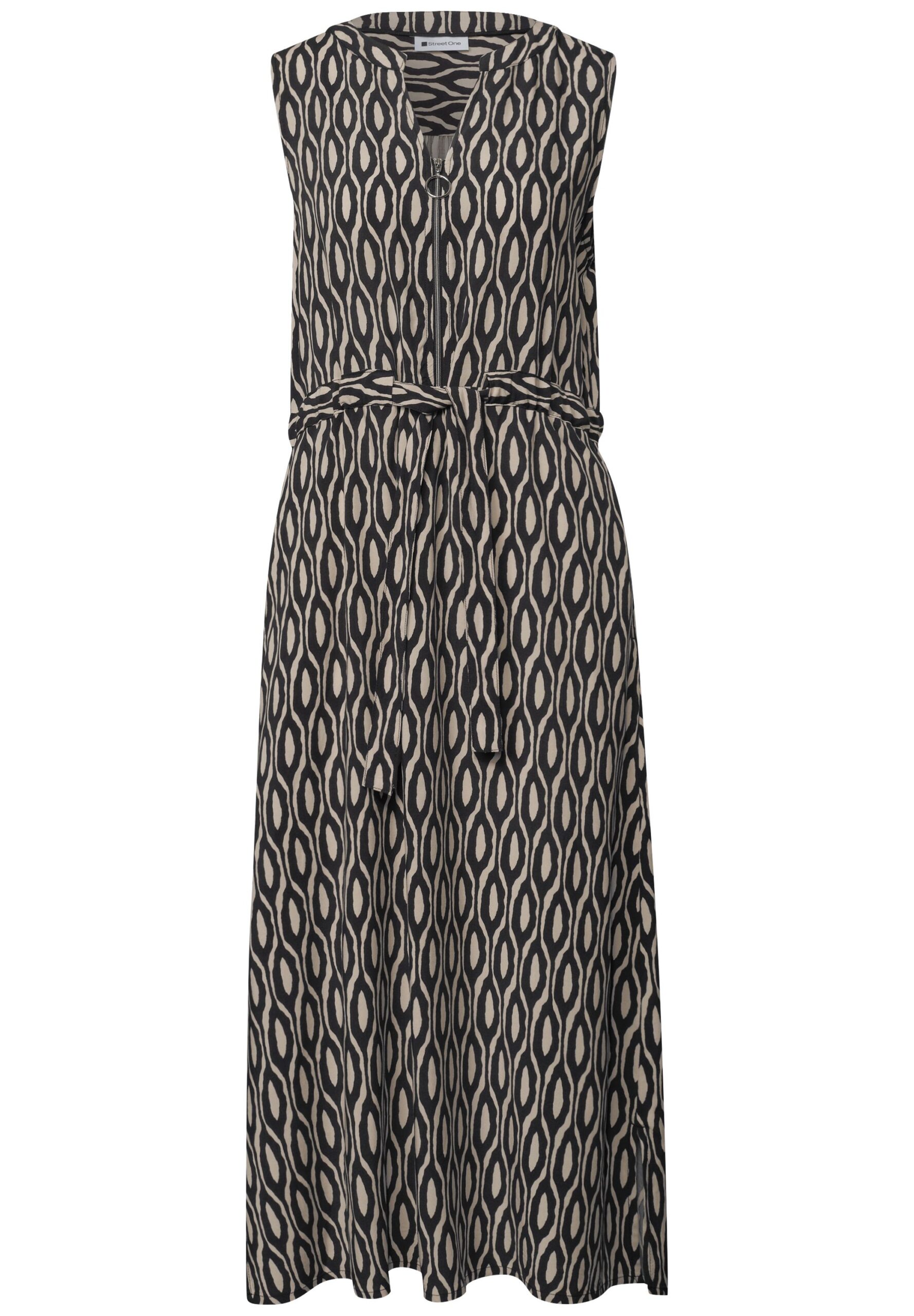 Street One Midi-Kleid mit grafischem Muster und Zipperdetail